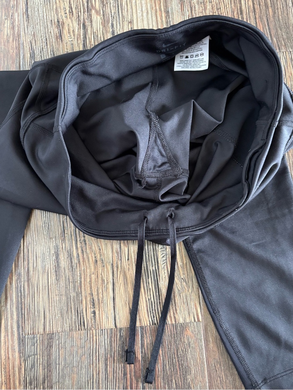 Nike Dri-Fit Cropped Leggings Capris Womens L Black Mesh Calve Panel Running - Picture 9 of 9